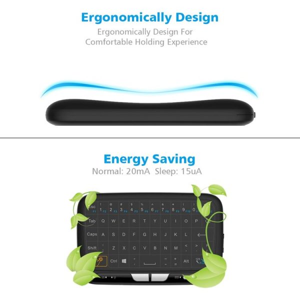H18 2.4GHz Mini Wireless Air Mouse QWERTY Keyboard with Touchpad / Vibration for PC, TV (Black) - Image 10