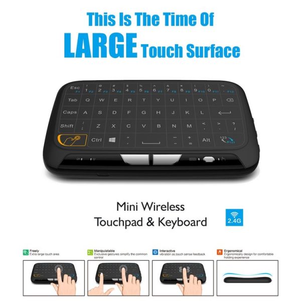H18 2.4GHz Mini Wireless Air Mouse QWERTY Keyboard with Touchpad / Vibration for PC, TV (Black) - Image 6