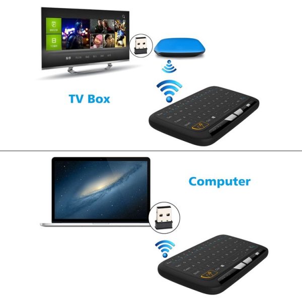 H18 2.4GHz Mini Wireless Air Mouse QWERTY Keyboard with Touchpad / Vibration for PC, TV (Black) - Image 8