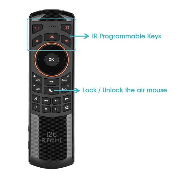 Rii i25 Air Mouse 2.4GHz Wireless Keyboard with IR Remote Controller for PC, Android TV Box / Smart TV, Game Devices (Black) - Image 5