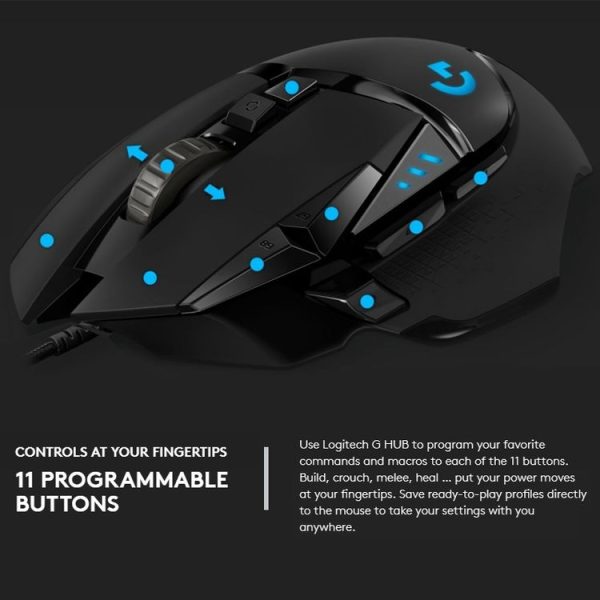 Logitech G502 HERO Wired Gaming Mouse with 11 Buttons, Length: 2.1m - Image 8