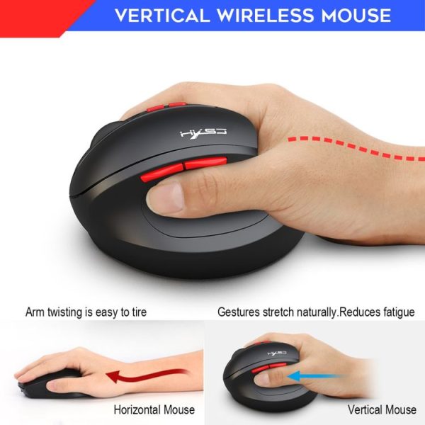 HXSJ T31 2.4GHz 2400DPI Three-speed Adjustable 7-keys Rechargeable Vertical Wireless Optical Mouse - Image 15
