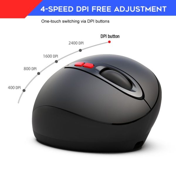 HXSJ T31 2.4GHz 2400DPI Three-speed Adjustable 7-keys Rechargeable Vertical Wireless Optical Mouse - Image 9