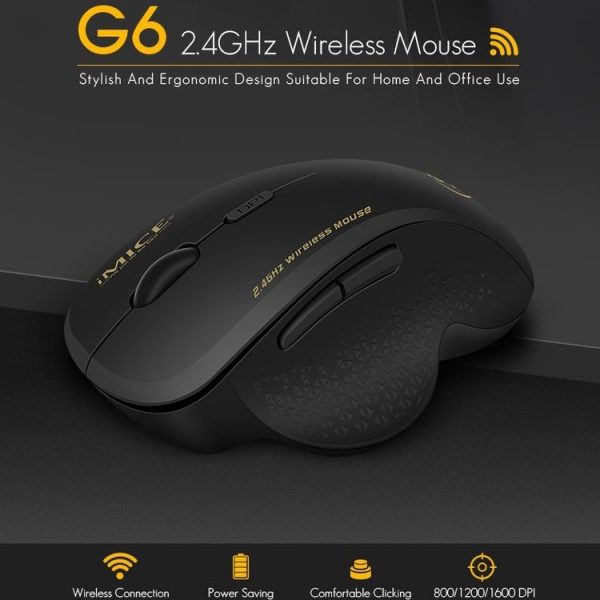 IMICE G6 Wireless Mouse 2.4G Office Mouse 6-button Gaming Mouse (Grey) - Image 3