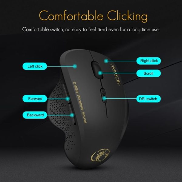 IMICE G6 Wireless Mouse 2.4G Office Mouse 6-button Gaming Mouse (Grey) - Image 5