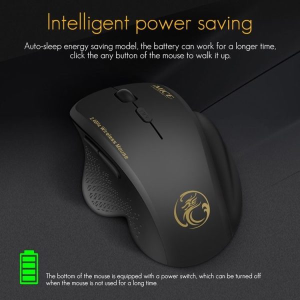 IMICE G6 Wireless Mouse 2.4G Office Mouse 6-button Gaming Mouse (Grey) - Image 7