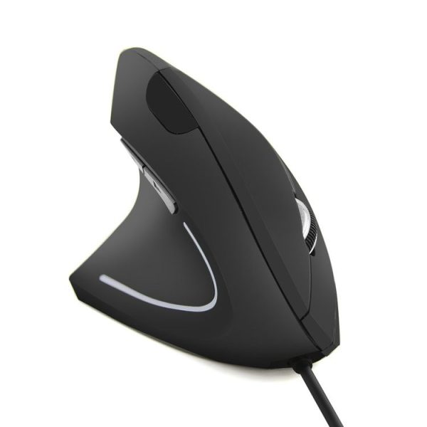 CM0093 Wired Version 2.4GHz Three-button Vertical Mouse for Left-hand, Resolution: 1000DPI / 1200DPI / 1600DPI, Cable Length: 1.7m (Black) - Image 2