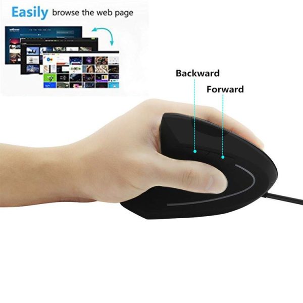 CM0093 Wired Version 2.4GHz Three-button Vertical Mouse for Left-hand, Resolution: 1000DPI / 1200DPI / 1600DPI, Cable Length: 1.7m (Black) - Image 6
