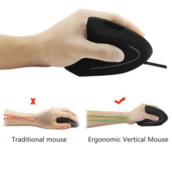 CM0093 Wired Version 2.4GHz Three-button Vertical Mouse for Left-hand, Resolution: 1000DPI / 1200DPI / 1600DPI, Cable Length: 1.7m (Black) - Image 7