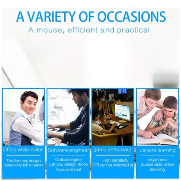 CM0093 Wired Version 2.4GHz Three-button Vertical Mouse for Left-hand, Resolution: 1000DPI / 1200DPI / 1600DPI, Cable Length: 1.7m (Black) - Image 8
