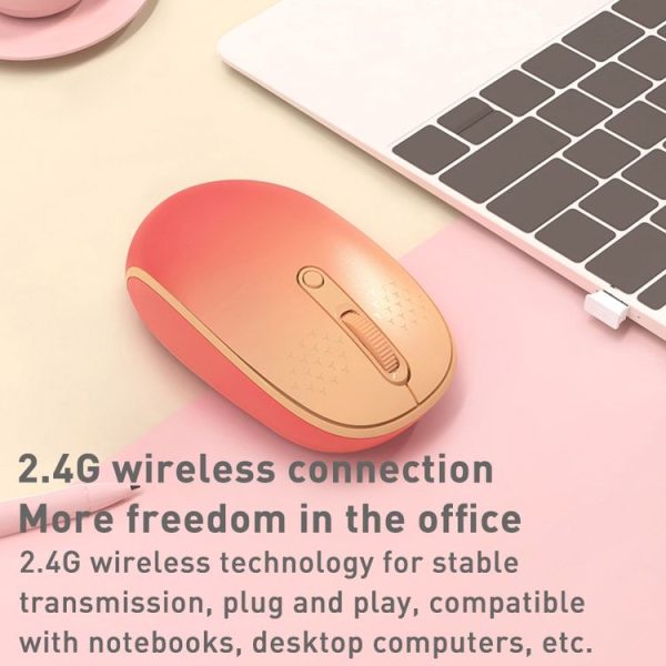 FOETOR E370 Mute Wireless Mouse (Pink) - Image 2