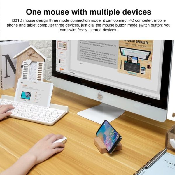 FOETOR i331d Rechargeable Three Modes Wireless Bluetooth Mouse (Silver) - Image 3