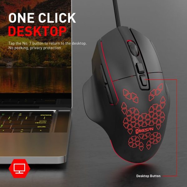 MKESPN X11 7-buttons 7200DPI RGB Wired Macro-definition Gaming Mouse - Image 7