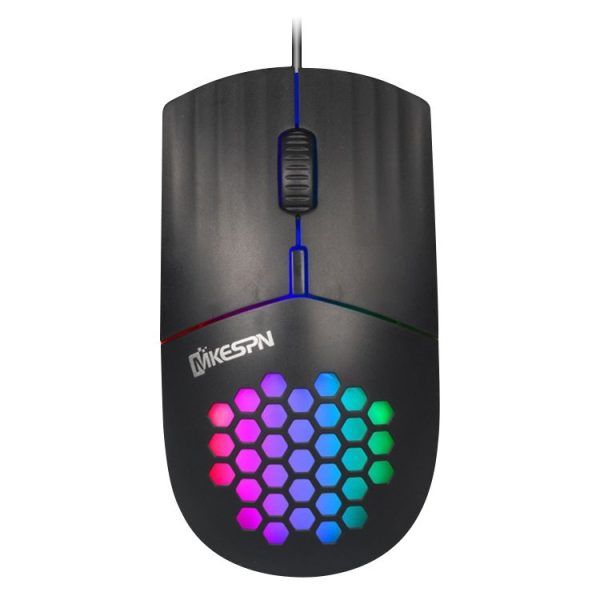 MKESPN SXS-838 Type-C Interface RGB Hollow Wired Mouse (Black)