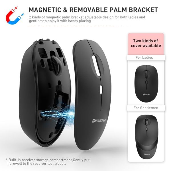 MKESPN 859 2.4G+BT5.0+BT3.0 Three Modes Wireless Mouse (White) - Image 4