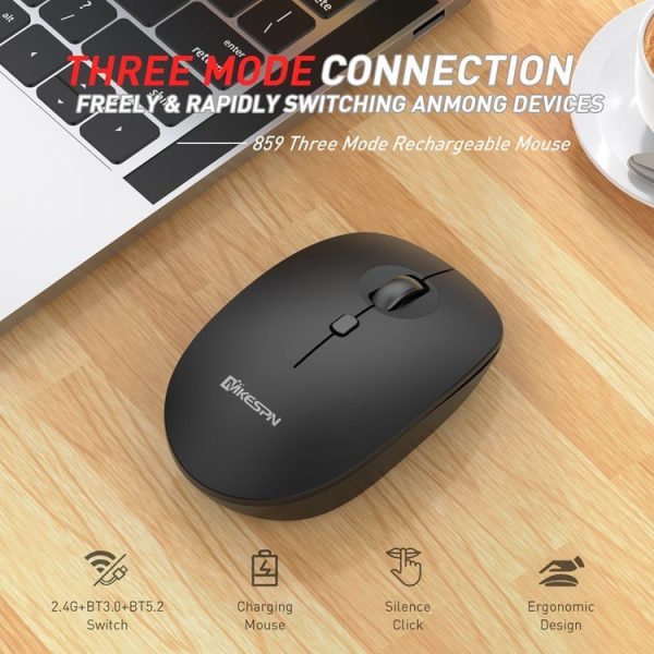 MKESPN 859 2.4G+BT5.0+BT3.0 Three Modes Wireless Mouse (White) - Image 5