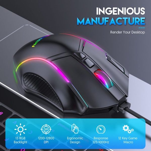 MKESPN X15 Full Speed 12800DPI 12 Buttons Macro Definition RGB Wired Mouse - Image 2