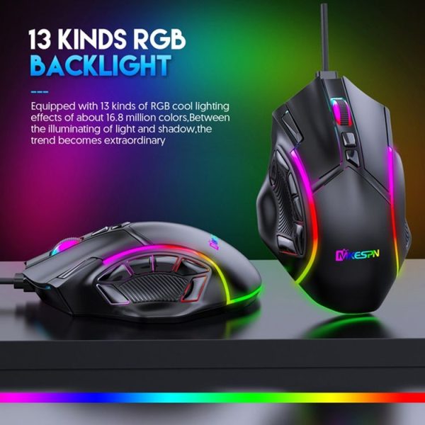 MKESPN X15 Full Speed 12800DPI 12 Buttons Macro Definition RGB Wired Mouse - Image 3