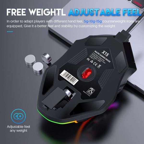 MKESPN X15 Full Speed 12800DPI 12 Buttons Macro Definition RGB Wired Mouse - Image 6