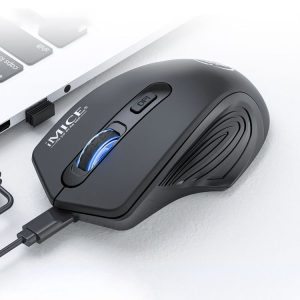 IMICE G-1800 Rechargeable 4 Buttons 1600 DPI 2.4GHz & Bluetooth Silent Wireless Mouse for Computer PC Laptop (Black)