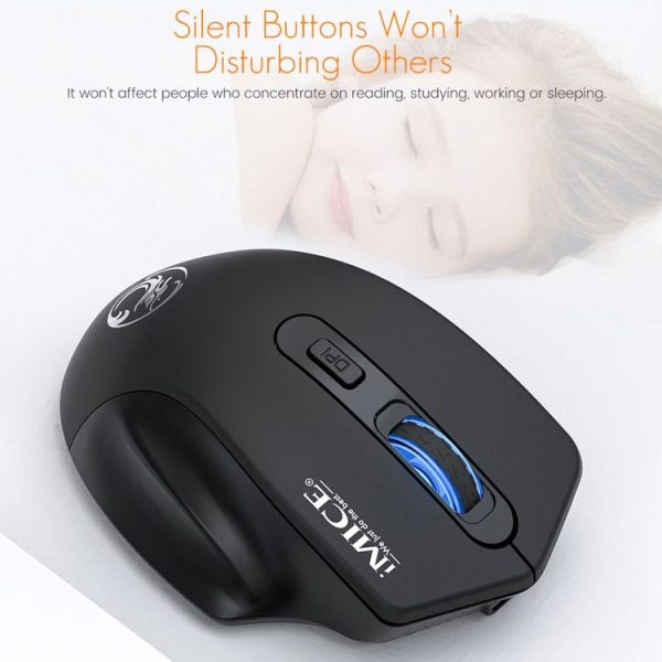 IMICE G-1800 Rechargeable 4 Buttons 1600 DPI 2.4GHz & Bluetooth Silent Wireless Mouse for Computer PC Laptop (Black) - Image 5
