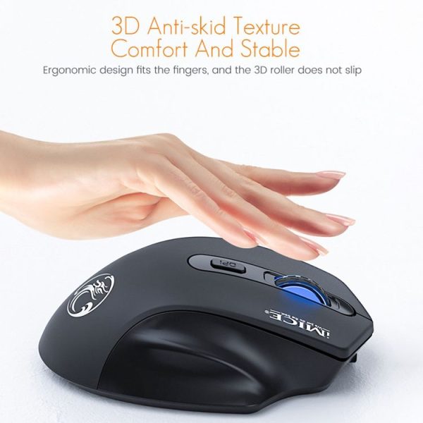 IMICE G-1800 Rechargeable 4 Buttons 1600 DPI 2.4GHz & Bluetooth Silent Wireless Mouse for Computer PC Laptop (Black) - Image 7