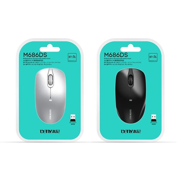 Beny M686DS Bluetooth + 2.4GHz 1600DPI 3-modes Adjustable Business Wireless Silent Mouse (Black) - Image 5