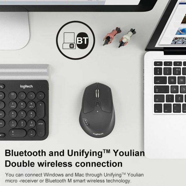 Logitech M720 1000DPI 2.4GHz Wireless Bluetooth Multimode Mouse (Black) - Image 5