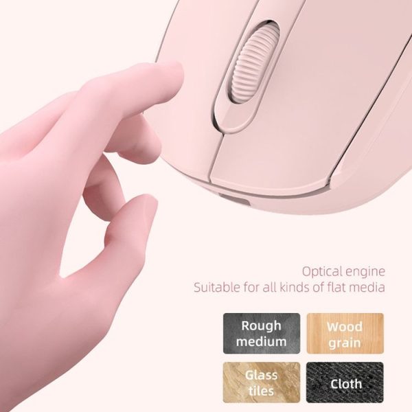 M107 4-buttons 1600 DPI Dual Mode 2.4GHz + Bluetooth 5.1 Wireless Rechargeable Mouse (Pink) - Image 8