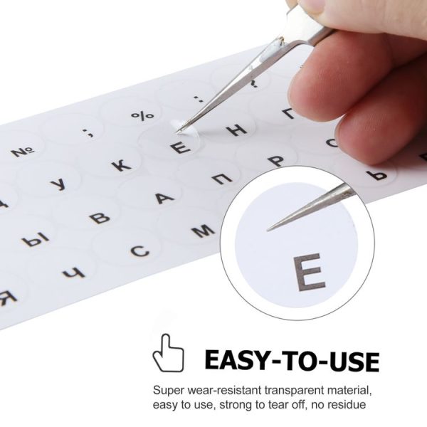 2pcs Round Transparent Keyboard Stickers Russian Key Protector (Orange) - Image 3