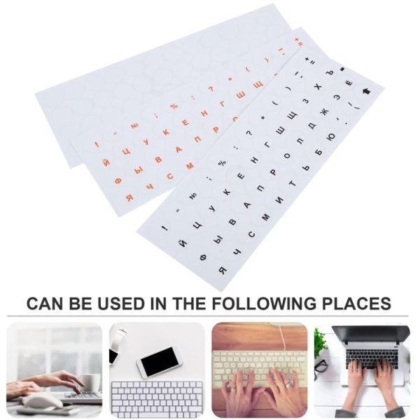 2pcs Round Transparent Keyboard Stickers Russian Key Protector (Orange) - Image 4