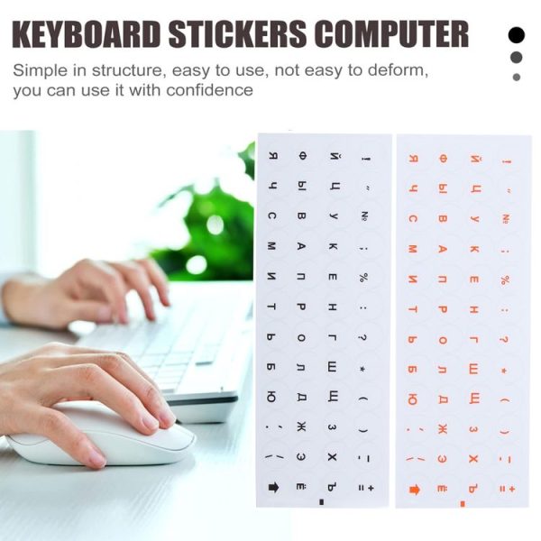 2pcs Round Transparent Keyboard Stickers Russian Key Protector (Orange) - Image 5