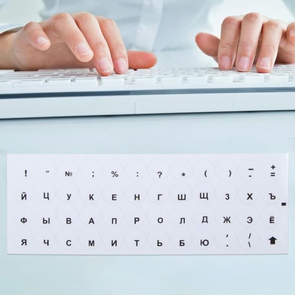 2pcs Round Transparent Keyboard Stickers Russian Key Protector (Orange) - Image 6