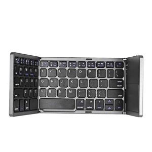B033 Rechargeable 3-Folding 64 Keys Bluetooth Wireless Keyboard with Touchpad (Grey)