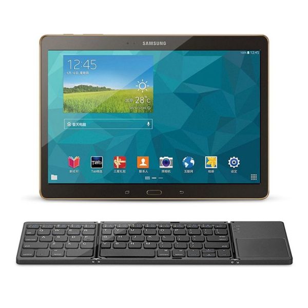 B033 Rechargeable 3-Folding 64 Keys Bluetooth Wireless Keyboard with Touchpad (Grey) - Image 12