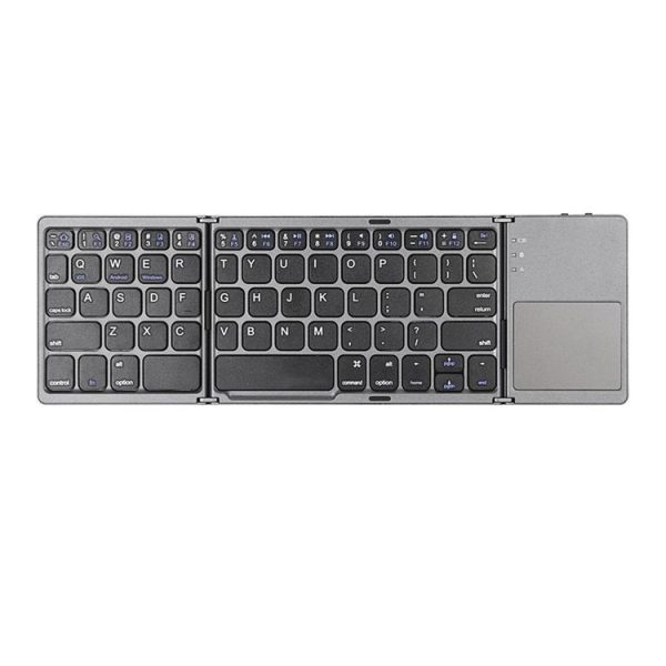 B033 Rechargeable 3-Folding 64 Keys Bluetooth Wireless Keyboard with Touchpad (Grey) - Image 2