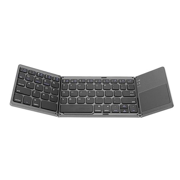 B033 Rechargeable 3-Folding 64 Keys Bluetooth Wireless Keyboard with Touchpad (Grey) - Image 4