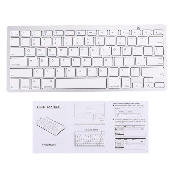 BK-3001 Bluetooth Wireless 78 Keys Ultrathin Keyboard for Windows / iPad / iPhone (Silver) - Image 8