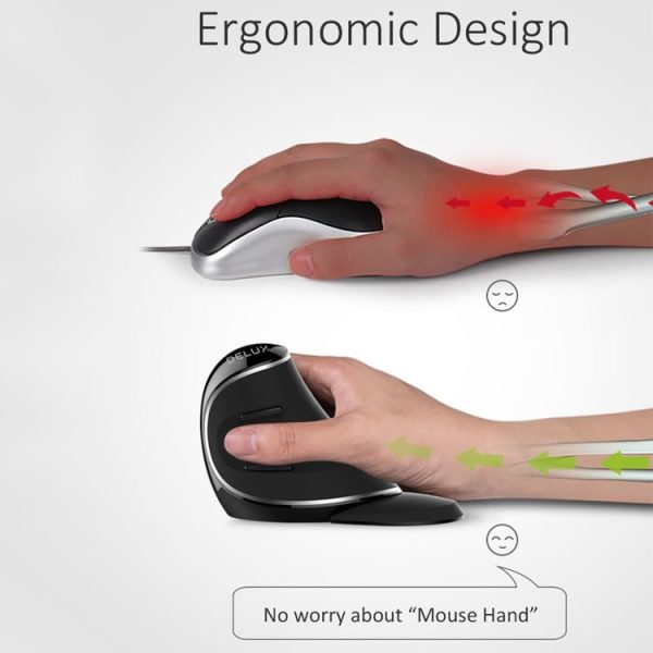 DELUX M618 Plus 2.4G 1600DPI Wireless Portable Vertical Ergonomic Mouse - Image 3