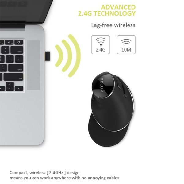 DELUX M618 Plus 2.4G 1600DPI Wireless Portable Vertical Ergonomic Mouse - Image 4