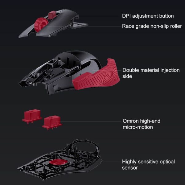 Original Xiaomi Youpin Y720 Lite Flowing Color Light Effect Professional Gaming Wired Mouse (Black) - Image 4