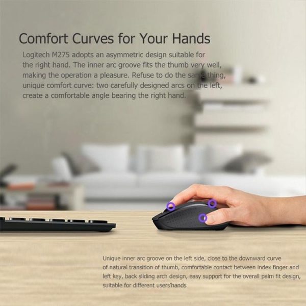 Logitech M280 2.4GHz 3-keys 1000DPI Wireless Optical Mouse, Wireless Range: 10m (Black) - Image 9