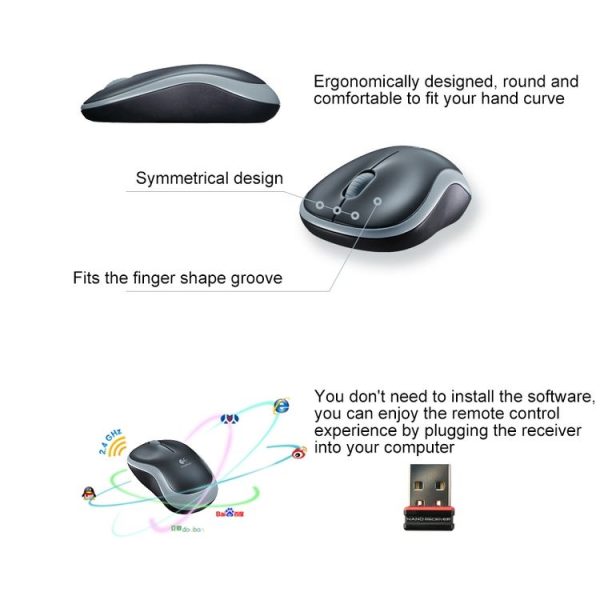 Logitech M185 2.4GHz 3-keys 1000DPI Wireless Optical Mouse, Wireless Range: 10m (Blue) - Image 4
