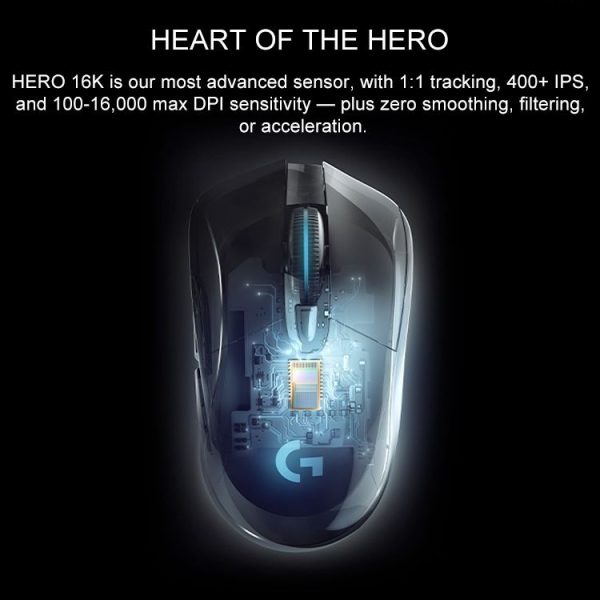 Logitech G703 LIGHTSPEED 16000 DPI 6 Programmable Buttons HERO 16K Sensor RGB Backlight Wireless Optical Gaming Mouse (Black) - Image 6