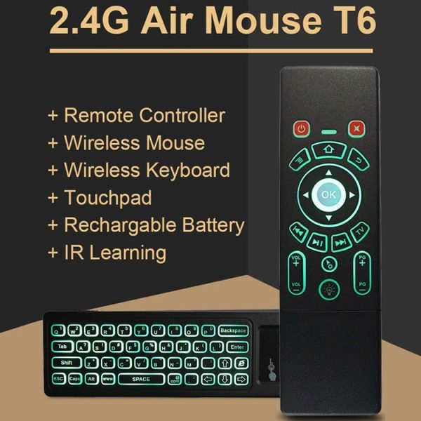 T6 Colorful Light Version Air Mouse 2.4GHz Wireless Keyboard Remote Controller with Touchpad & IR Learning for PC, Android TV Box / Smart TV, Multi-media Devices - Image 5