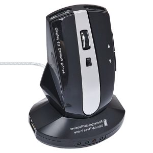 MZ-011 2.4GHz 1600DPI Wireless Rechargeable Optical Mouse with HUB Function (Black)