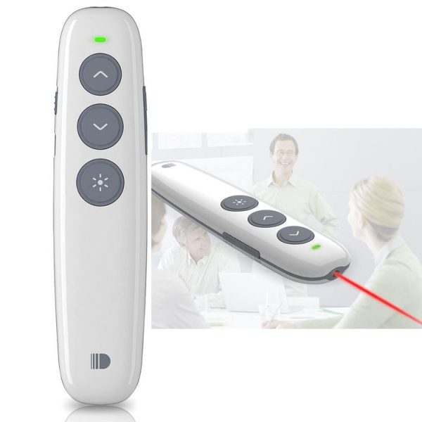 Doosl DSIT007 2.4GHz Rechargeable Powerpoint Presentation Wireless Cliker Remote Control Pen, Control Distance: 100m (White)