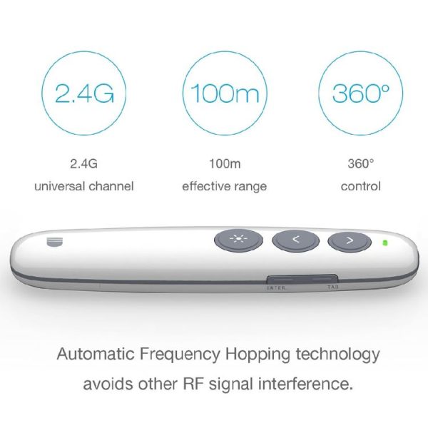 Doosl DSIT007 2.4GHz Rechargeable Powerpoint Presentation Wireless Cliker Remote Control Pen, Control Distance: 100m (White) - Image 5