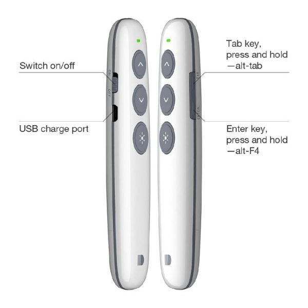 Doosl DSIT007 2.4GHz Rechargeable Powerpoint Presentation Wireless Cliker Remote Control Pen, Control Distance: 100m (White) - Image 7
