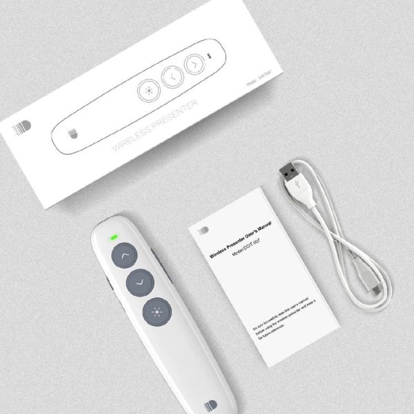 Doosl DSIT007 2.4GHz Rechargeable Powerpoint Presentation Wireless Cliker Remote Control Pen, Control Distance: 100m (White) - Image 8